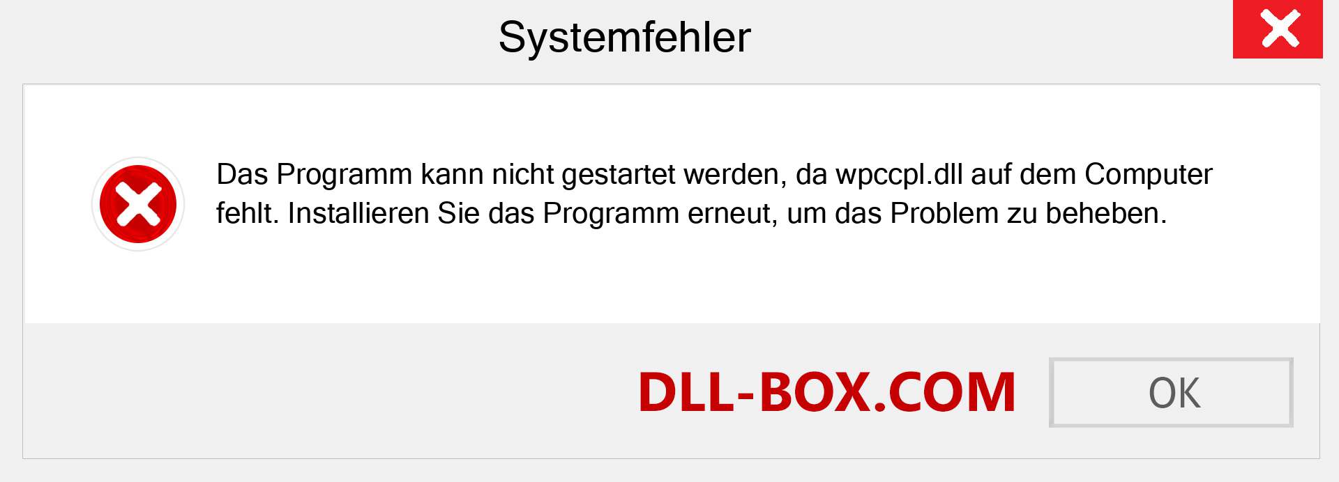 wpccpl.dll-Datei fehlt?. Download für Windows 7, 8, 10 - Fix wpccpl dll Missing Error unter Windows, Fotos, Bildern